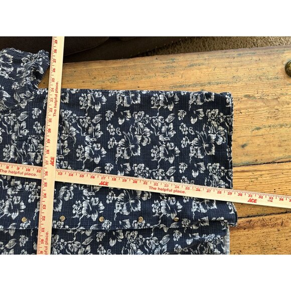 Munsingwear mens blue shirt large floral cotton button up collared short sleeve - Picture 6 of 6